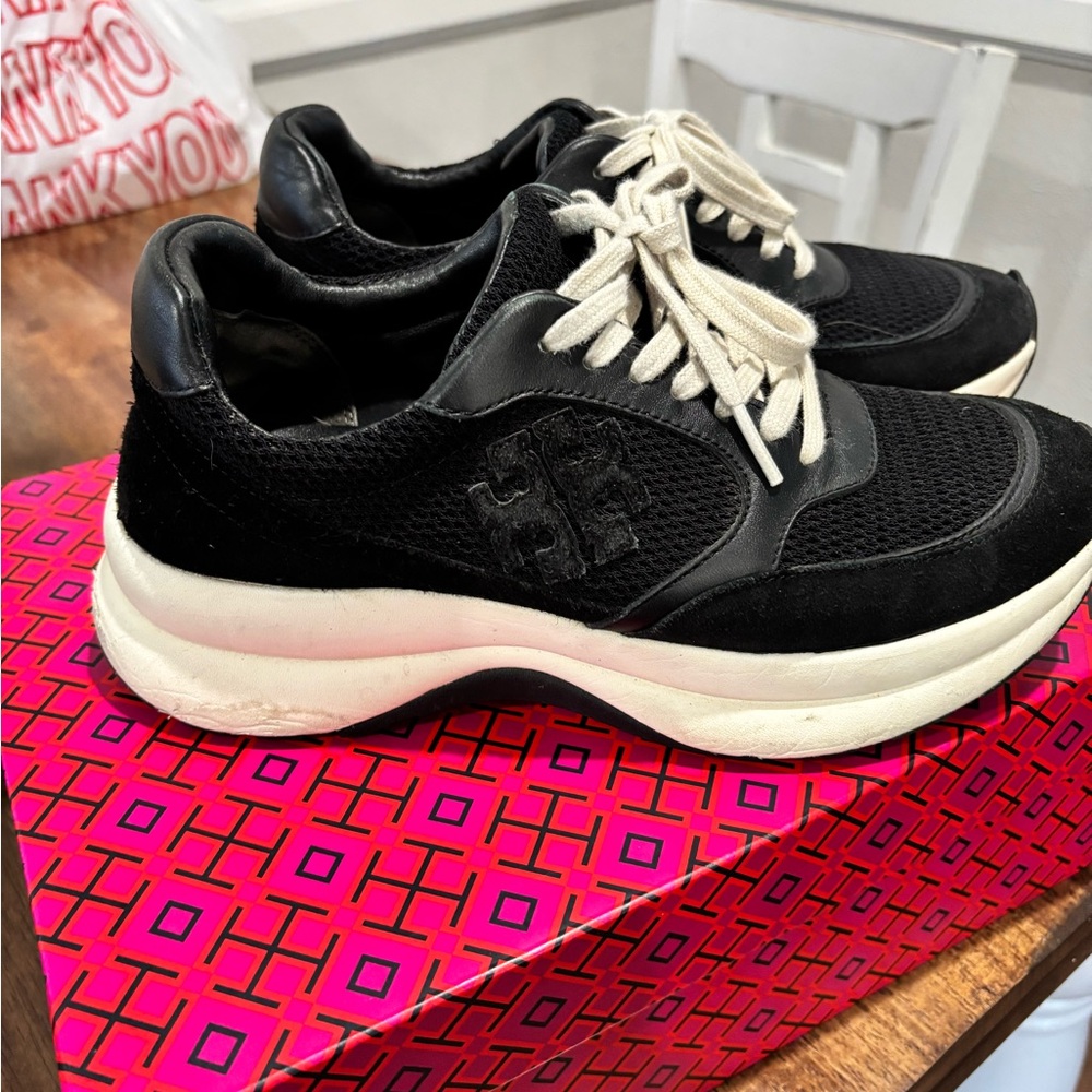 Tory Burch Black and Cream Sneakers